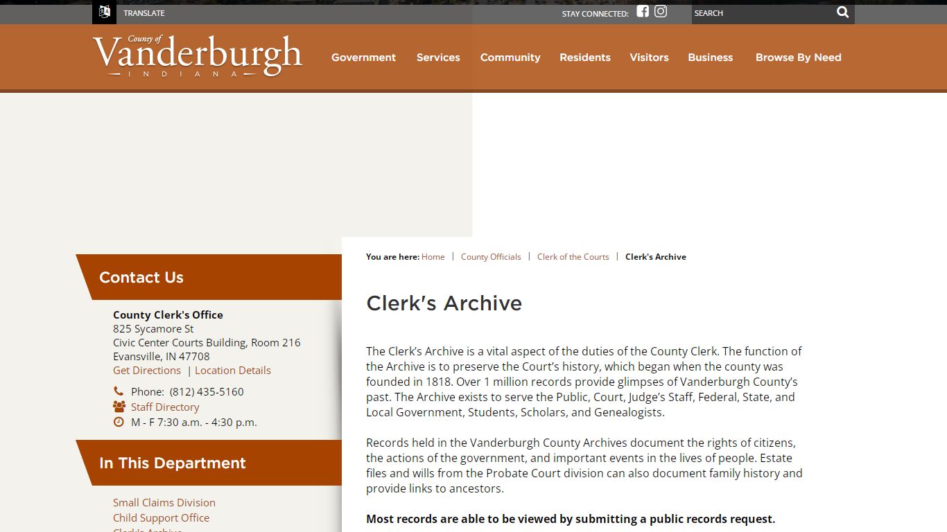 Clerk's Archive / Vanderburgh County - Evansville, Indiana